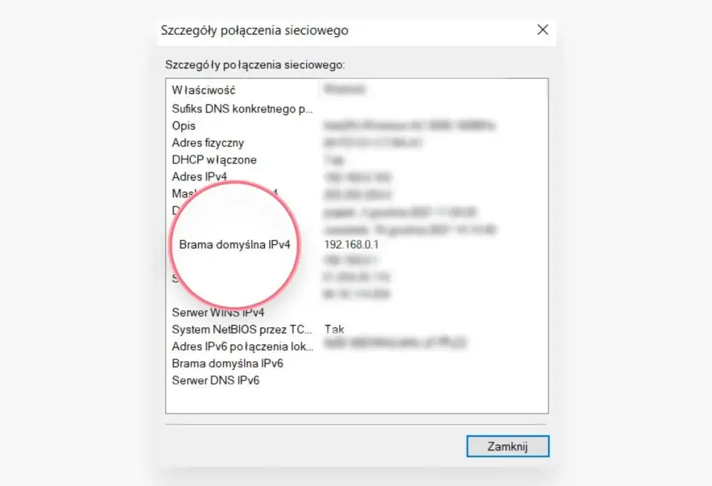 Jak znaleźć adres routera? Brama domyślna na każdym urządzeniu.