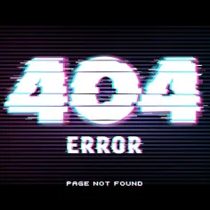 Cyfrowy błąd 404 z efektem glitch. Strona nie została odnaleziona, jak zagubiony sygnał w kosmosie.