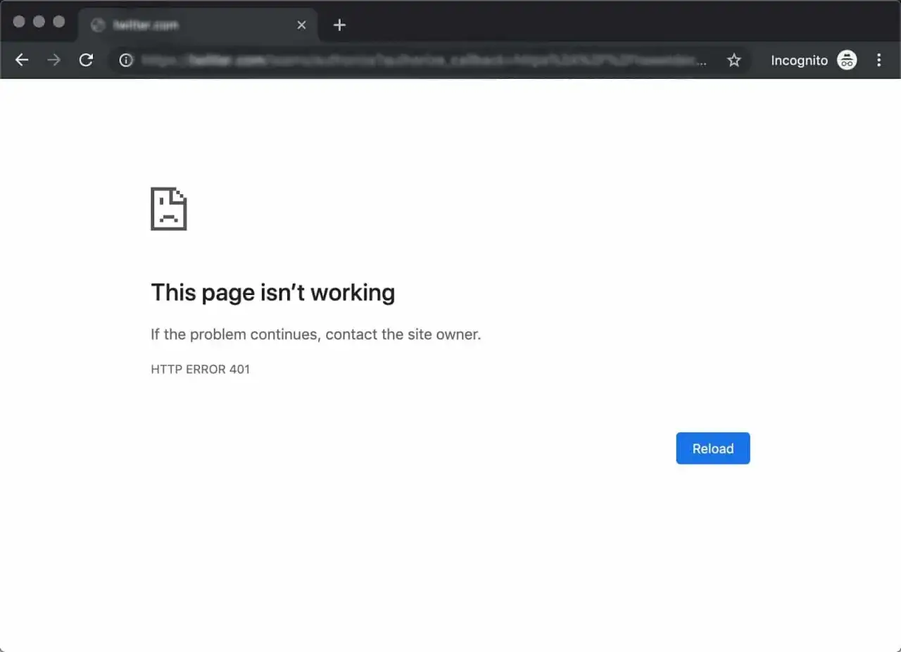 Strona nie działa, błąd HTTP 401. Spróbuj ponownie załadować stronę.