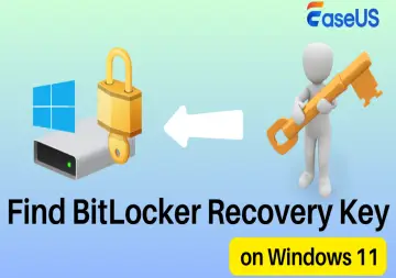Klucz odzyskiwania BitLocker na Windows 11. Dysk z kłódką i kluczem symbolizują bezpieczeństwo danych.